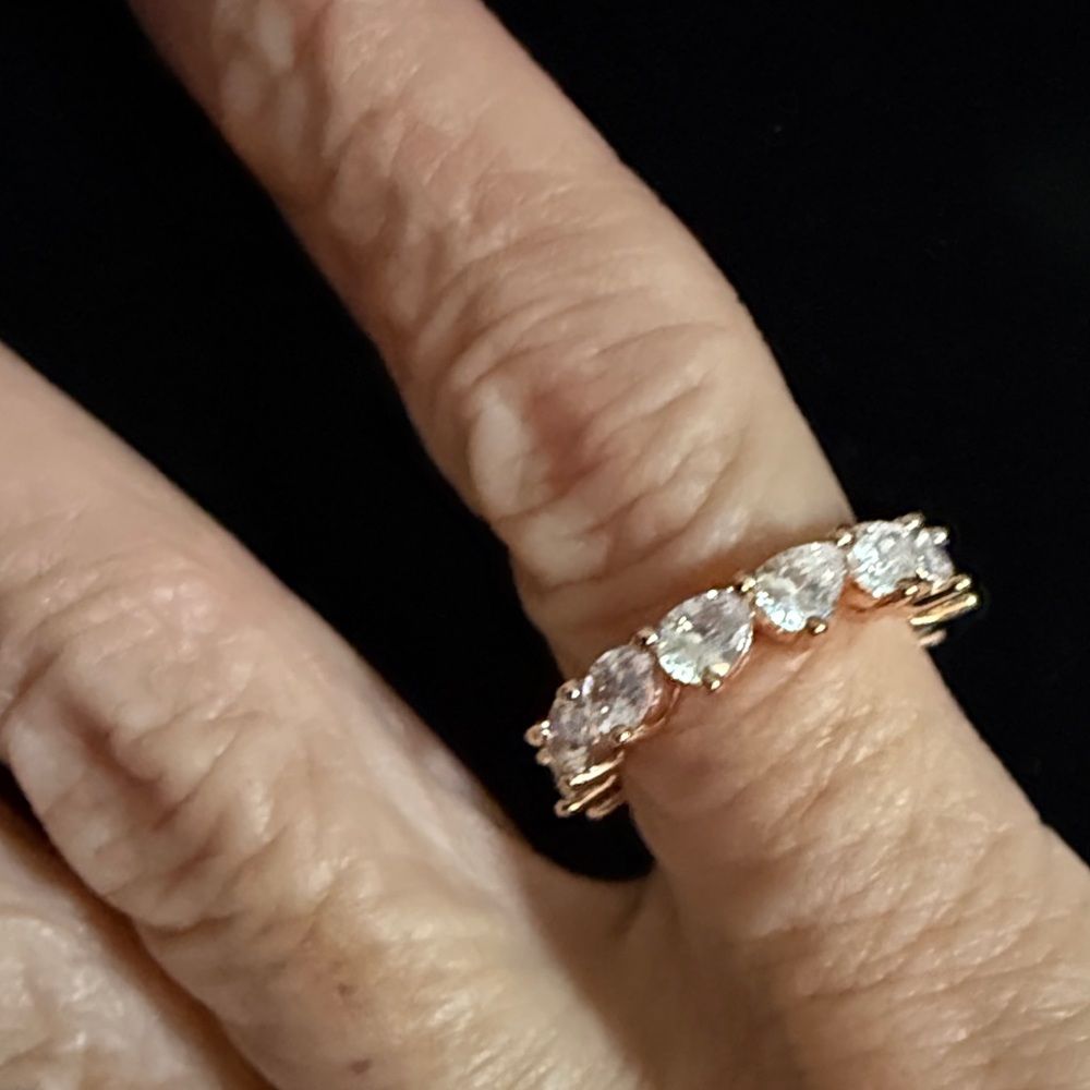 Rose Gold-Tone  Clear CZ Eternity Band Ring - Women Jewelry